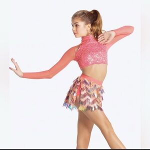 Sequin Dance Costume with Fringe Skirt